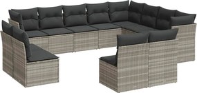 vidaXL 12 részes világosszürke polyrattan kerti ülőgarnitúra párnával