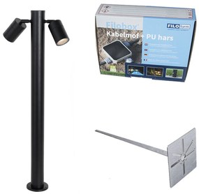 Álló kültéri lámpa fekete 80 cm IP44 állítható 2-lámpás - Duo