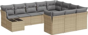 vidaXL 11 részes bézs polyrattan kerti ülőgarnitúra párnákkal