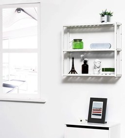 Bambusz polc fürdőszobába, konyhába, fehér 60x15x55cm