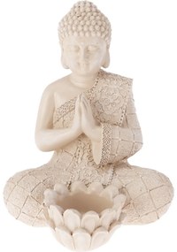 Buddha kerti dekoráció teamécseshez, 14 x 19 x 13 cm, krém