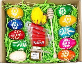 Kézzel Faragott Fa Tojás 10 db Festett Húsvéti tojás