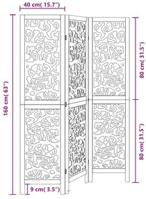 3 paneles fekete tömör császárfa térelválasztó