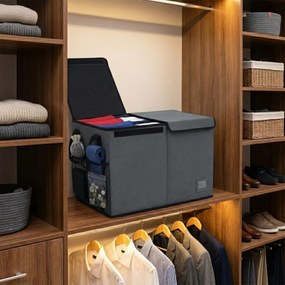 Összecsukható tároló doboz, szürke/fekete, DETER