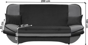 Kinyitható kanapé, világosszürke/sötétszürke, GURU
