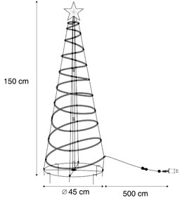 Karácsonyfa fehér, LED-del, IP44 - Puno