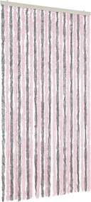 vidaXL ezüstszürke és rózsaszín zsenília rovarfüggöny 100 x 200 cm