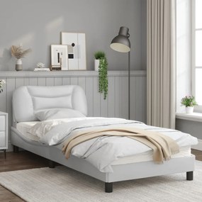 fehér műbőr ágykeret LED-világítással 80 x 200 cm