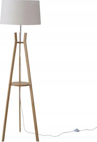 Álló Lámpa Aval Krémfehér Bambusz Lámpabúra Lenvászon 153 CM Nappaliba