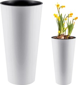 Virágtartó, Magas virágtartó Betéttel Kert Erkély Slim Fényes 47cm