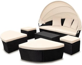 Deuba Rattan kerti ágy LAZY BIG Ø226 cm - fekete