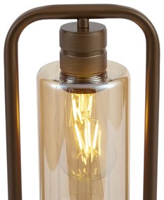 Hotel Chic asztali lámpa sötét bronz színben borostyán üveggel - Stavelot