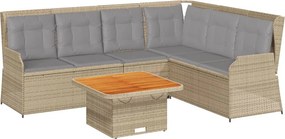 vidaXL 5 részes bézs polyrattan kerti ülőgarnitúra párnákkal