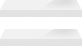 Lebegő fali polcok Fali könyvespolc, 2 db-os szett, fehér, magasfényű