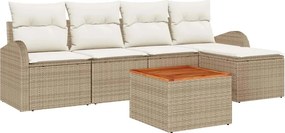 vidaXL Kerti Kanapé Szett tárolóval 6 pcs Beige és krém polirattan