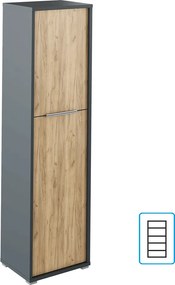 Polc szekrény, grafit/tölgyfa artisan, RIOMA NEW TYP 08