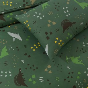 Pamut ágynemű kiságyhoz DINO STEPS sötétzöld Ágyneműhuzat mérete: 45 x 65 cm | 90 x 135 cm