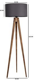 Fekete-barna állólámpa textil búrával (magasság 153 cm) Tripod – Opviq lights