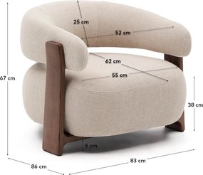 Bézs zsenília fotel Granite – Kave Home