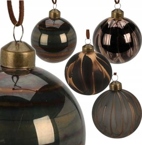 Márvány karácsonyfadíszek 12 db Üveg Díszkészlet Arany Fekete 8cm