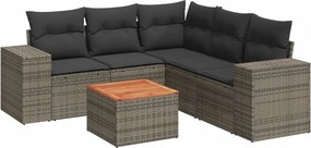 vidaXL 6 részes szürke polyrattan kerti ülőgarnitúra párnákkal