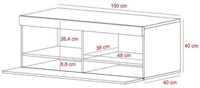 Tv szekrény/asztal Violett 100 (világítással) (lancester tölgy + fekete). 1098640
