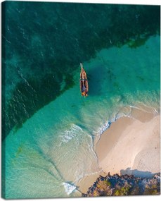 Vászonkép Víz Tengerpart Természet Csónak Meleg 40x50 cm Ideális ajándék