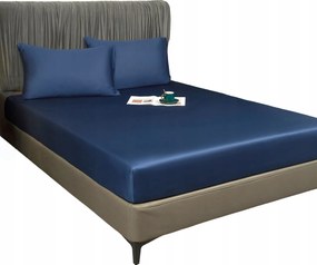 Gumis lepedő 90x200x30 cm Sima Légáteresztő Elegáns Sötétkék