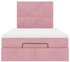 Ottomán ágykeret matracokkal rózsaszín 120x190cm bársony