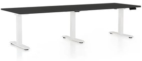 OfficeTech Long állítható magasságú asztal, 240 x 80 cm, fehér alap, fekete