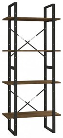 4 szintes barna tölgyszínű szerelt fa könyvszekrény 60x30x140cm