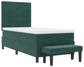 Box Spring Ágy Matraccal &amp; Pad Sötét Zöld 90x190 cm Bársony