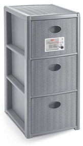 STEFANPLAST Elegance Slim műanyag tároló polc, 3 fiókos, szürke