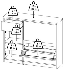 Natúr színű billenő ajtós cipőtartó tölgyfa dekorral 109x93x32 cm Naia – Tvilum