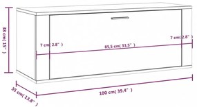 sonoma tölgy színű szerelt fa fali cipőszekrény 100x35x38 cm