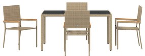 Kert étkező szett 5 pcs Bézs 150 x 90 x 75 cm polirattan