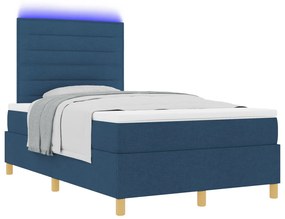 Box Spring Ágy Matrac &amp; LED Kék 120x200 cm Szövet