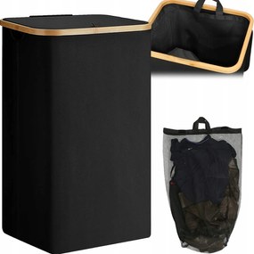 Szennyestartó Kosár Fekete fedéllel fürdőszoba fogantyú 100L