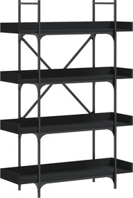 vidaXL 4-szintes fekete szerelt fa könyvespolc 100 x 33 x 145,5 cm