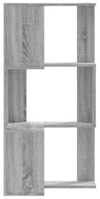3 szintes szürke szerelt fa sarok könyvespolc 50 x 50 x 102 cm