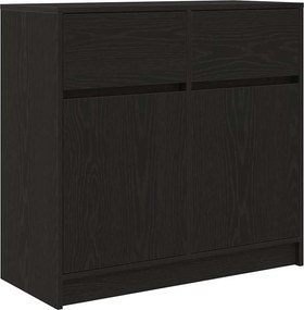 vidaXL fekete tölgy szerelt fa tálalószekrény fiókos 80x34x76 cm