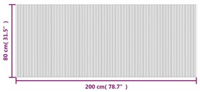 négyszögletű fekete bambusz szőnyeg 80 x 200 cm