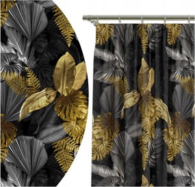 Függöny Kész 140x250 Függöny Levelek Fekete 7126