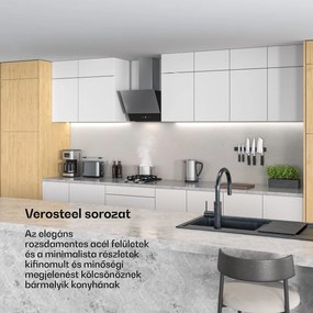 Klarstein Verosteel páraelszívó, Elegáns, minimalista, nagy teljesítményű, A energiaosztály, 624 m³/h, 45 cm