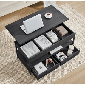 NYRO fekete, emelhető asztallappal rendelkező dohányzóasztal