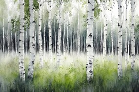 Fotótapéta Flizelina Természet Erdő Park Nyírfák 152,5x104 ragasztó