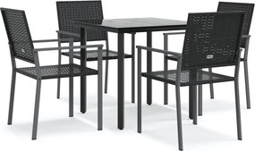 vidaXL 5 részes polyrattan és acél kerti étkezőgarnitúra