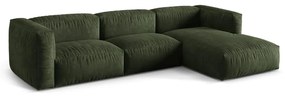 Zöld bársony moduláris sarokkanapé (jobb oldali-heverő résszel) Martina – Micadoni