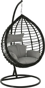 Függőszék TARINO állvánnyal, fekete/szürke párna