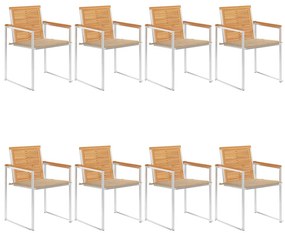 vidaXL 8 db tömör tíkfa kerti szék párnákkal